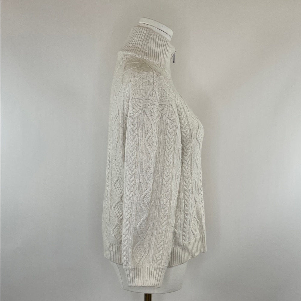 Splendid Dakota Half Zip Cable Knit Sweater in Cream, XS - Picture 8 of 9